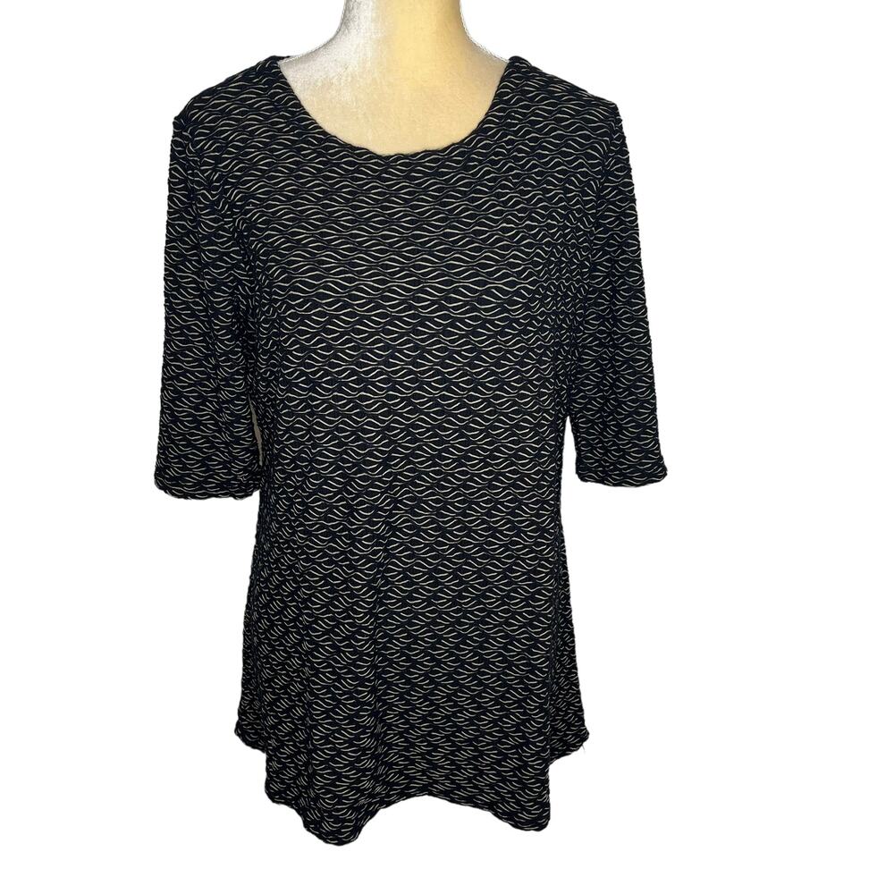 Tianello Steve Barraza Black Textured Tunic Top Blouse Size Large